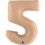 Balónek foliový číslo 5 Satenový nude 102 cm