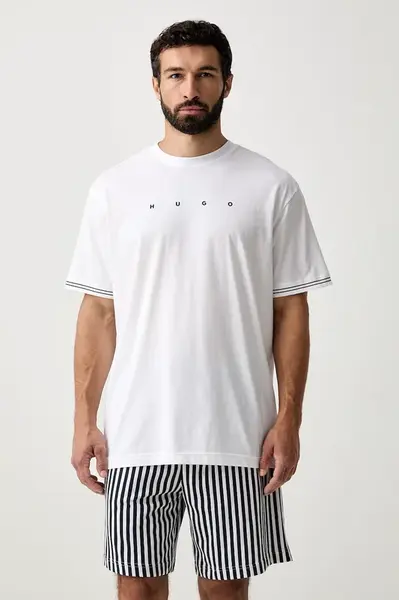 HUGO  dvoudílné pyžamo pánské bavlněné COASTA SHORT SET
