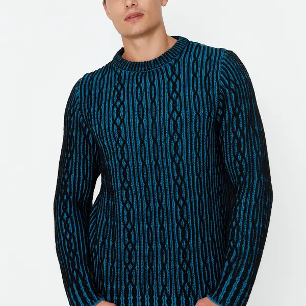 Trendyol Black Men's Regular Fit Crewneck Knitwear Knitwear Sweater