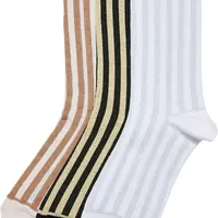 Ponožky s kovovým efektem Stripe Ponožky 3-balení černá/bílá písková/bílá