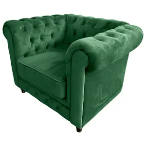 Xora KŘESLO CHESTERFIELD, textil, zelená, černá