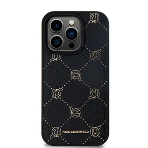 Zadní kryt Karl Lagerfeld PU Karl Heads Pattern Magsafe pro Apple iPhone 15 Pro, černá