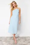 Trendyol Light Blue Fitted Woven Shiny Stone Woven Elegant Evening Dress
