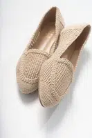 LuviShoes Women's Cream Knitted Ballerina Shoes
