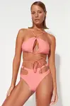 Trendyol Pink Halter Neck Příslušenství Bikiny Top