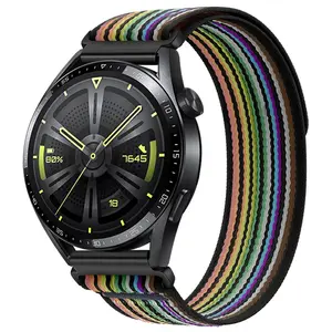 BStrap Velcro Nylon remienok na Garmin Vivoactive 4, black rainbow