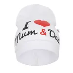 Detská čiapočka I Love Mum and Dad biela, vel. 3- 9 m