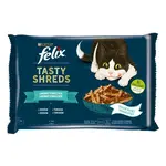 Felix Tasty Shreds kapsičky pre mačky losos, tuniak v šťave 4×80 g