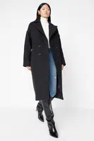 Trendyol Black Oversize široký střih dlouhý vlněný kabát