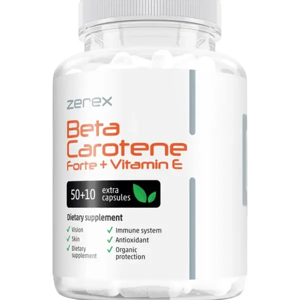 ZEREX Betakaroten Forte + Vitamin E - zářivá a mladá pleť 60 kapslí