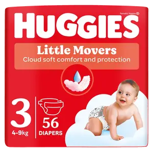 HUGGIES® Little Movers plenky 3 (4 - 9 kg) 56 ks