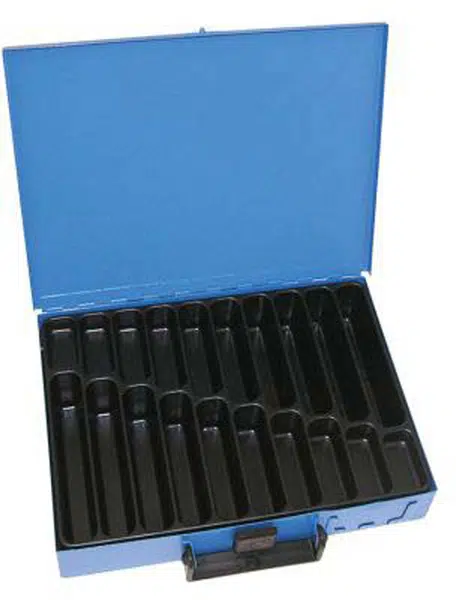 Dresselhaus Kufr na spotřební materiál 330x230x50 mm, 20 přihrádek, plechový