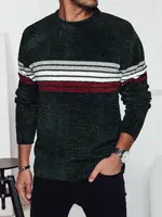 Pánsky zelený sveter s pruhmi