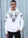 Pánska biela mikina s kapucňou a lebkami