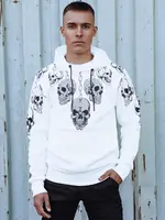 Pánska biela mikina s kapucňou a lebkami