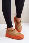 Women's platform snow boots with low shin part Camel Izamine