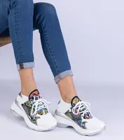 marka niezdefiniowana White women's sports sneakers with colorful print Fatih