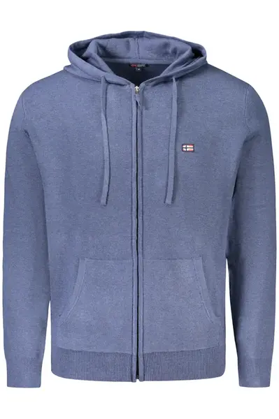 Modrá pánska mikina na zips s kapucňou