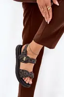 Boto Materiálové dámske sandále na platforme čierno-hnedé Leriot