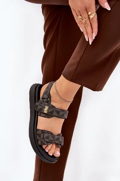 Boto Materiálové dámske sandále na platforme čierno-hnedé Leriot