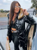 Čierna dámska prešívaná zimná bunda s kapucňou Dstreet