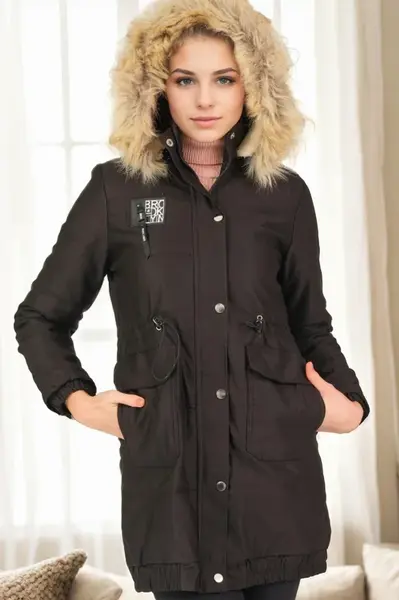 Z6712 DEWBERRY CREMONA WOMEN'S COAT-BLACK-1
