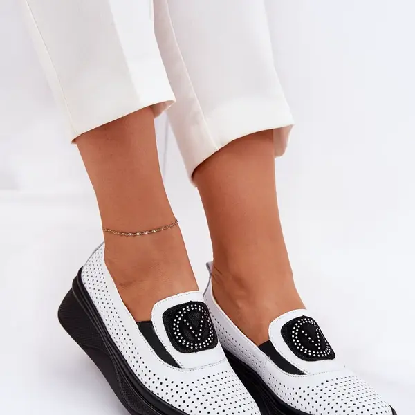 Dámske Kožené Mokasíny Na Platforme A Opätku Biele Vinceza 79522