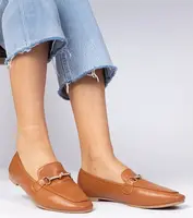 Gemre Hnedé elegantné mokasíny so zlatou ozdobou a zirkónmi Kalisa