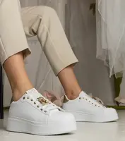 Gemre Bielo-zlaté dámske tenisky zdobené kameňmi Sarena