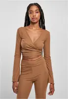 Women's dark taupe with long sleeves with wrapped rib