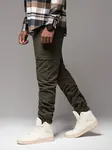 Ombre Men's jogger pants with cargo pockets and print - dark olive green