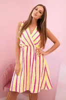 Kesi Włoski Dámske bavlnené šaty v farebných pruhoch neónovo žltá