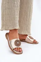 S. BARSKI Dámske Šľapky Na Plochoskom Opätku S Dekoráciou S.Barski