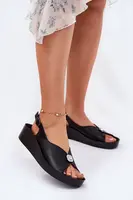 S. BARSKI Kožené Dámske Sandále Na Klíne A Platforme S.Barski