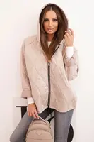 Kesi Włoski Dámska prešívaná bunda s kapucňou tmavobéžová