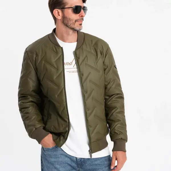 Ombre Men's embossed bomber jacket - olive