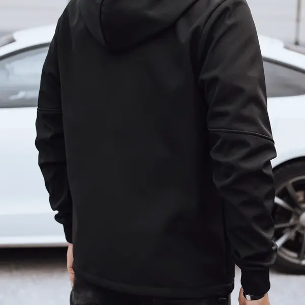 Pánska čierna prechodná bunda s kapucňou