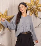 Gemre Mäkký sivý sveter s dlhým rukávom Rianne