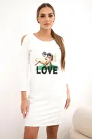 Ecru dress with love print