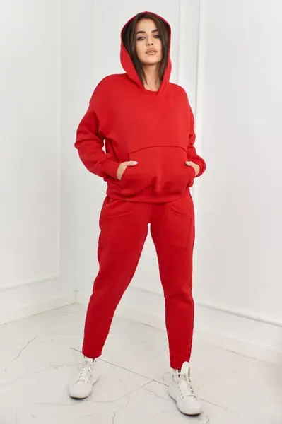 Insulated set sweatshirt + trousers red