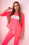 Set with pink neon Queen print