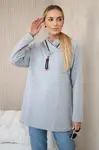 Tunic with zipper on hood Oversize gray