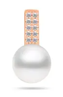 Brilio Silver Třpytivý bronzový přívěsek s pravou perlou a zirkony PT90R