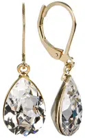 Levien Elegantní pozlacené náušnice s krystaly Pear Crystal