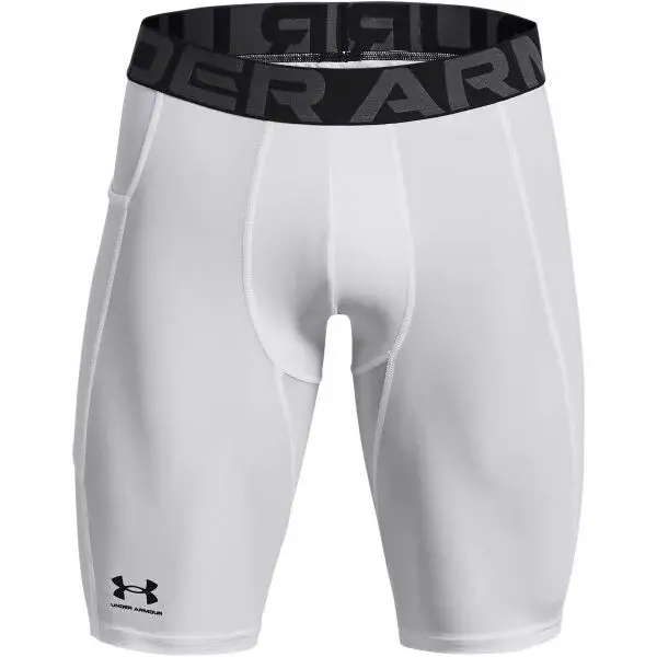 Under Armour HEATGEAR ARMOUR LONG SHORTS Pánské kompresní kraťasy, bílá, velikost M