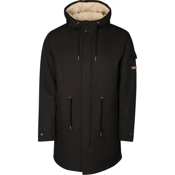 ALPINE PRO GEON Pánský zateplený kabát, černá, velikost