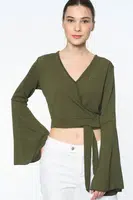 Z6226 DEWBERRY WOMEN'S BLOUSE-STRAIGHT KHAKI