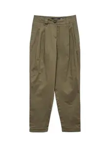VERO MODA Plisované nohavice  olivová