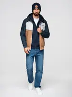 Ombre Lightweight colorful men's sports jacket with fleece - brown and navy blue