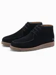 Ombre Men's suede ankle boots with thick sole - navy blue